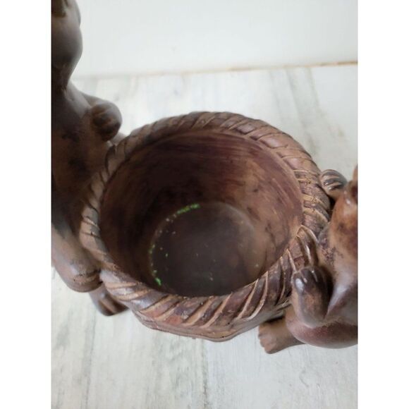 faux chocolate Easter rabbit Brown basket figure home decor centerpiece - Picture 6 of 7